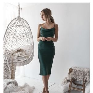 Emerald green Lulu's Satin Dress